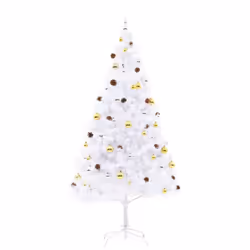vidaXL Artificial Pre-lit Christmas Tree with Baubles Artificial Tree White - Additional view 6