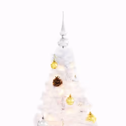 vidaXL Artificial Pre-lit Christmas Tree with Baubles Artificial Tree White - Additional view 7