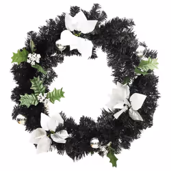 vidaXL Christmas Wreath Christmas Garland with LED Lights Xmas Decor Black PVC