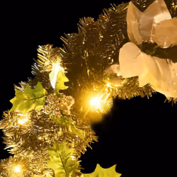 vidaXL Christmas Wreath Christmas Garland with LED Lights Xmas Decor Black PVC - Additional view 4