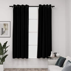 vidaXL 2x Linen-Look Blackout Curtains with Grommets Black 140x175cm Drape