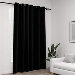 vidaXL Linen-Look Blackout Curtains with Grommets Black 290x245cm Window Drape