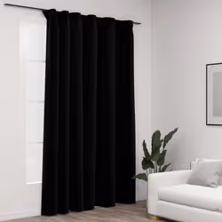 vidaXL Linen-Look Blackout Curtains with Hooks Black 290x245cm Drape Blind