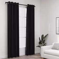 vidaXL 2x Linen-Look Blackout Curtains Anthracite 140x245cm Window Drape Blind