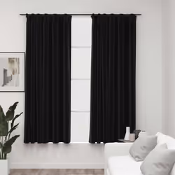 vidaXL 2x Linen-Look Blackout Curtains with Hooks Anthracite 140x175 cm Drape