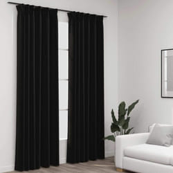 vidaXL 2x Linen-Look Blackout Curtains with Hooks Anthracite 140x245cm Drape