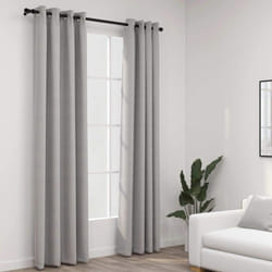 vidaXL 2x Linen-Look Blackout Curtains with Grommets Grey 140x245cm Drape