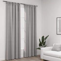 vidaXL 2x Linen-Look Blackout Curtains with Hooks Grey 140x225cm Drape Blind