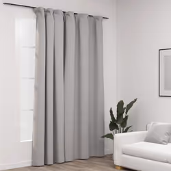 vidaXL Linen-Look Blackout Curtain with Hooks Grey 290x245cm Window Drape