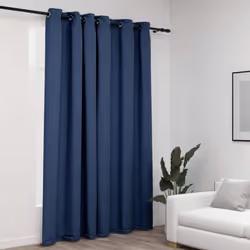 vidaXL Linen-Look Blackout Curtains with Grommets Blue 290x245cm Window Drape