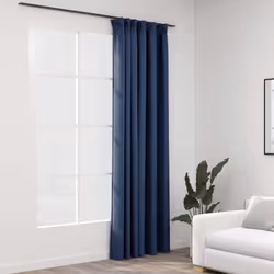vidaXL Linen-Look Blackout Curtains with Hooks Blue Window Covering Drape