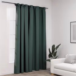 vidaXL Linen-Look Blackout Curtain with Hooks Green 290x245cm Drape Blind