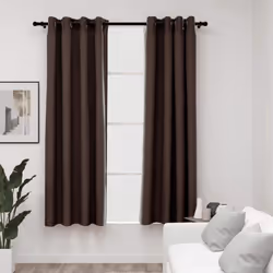 vidaXL 2x Linen-Look Blackout Curtains with Grommets Taupe 140x175cm Drape