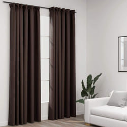 vidaXL 2x Linen-Look Blackout Curtains with Hooks Taupe 140x225cm Drape Blind