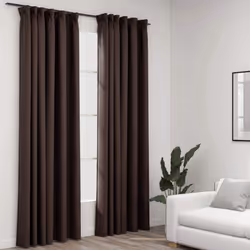 vidaXL 2x Linen-Look Blackout Curtains with Hooks Taupe 140x245cm Drape Blind