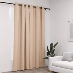 vidaXL Linen-Look Blackout Curtain with Grommets Beige 290x245cm Drape Blind