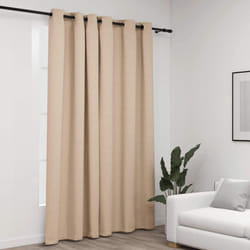 vidaXL Linen-Look Blackout Curtain with Grommets Beige 290x245cm Drape Blind