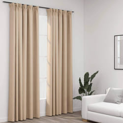 vidaXL 2x Linen-Look Blackout Curtains with Hooks Beige 140x245cm Drape Blind