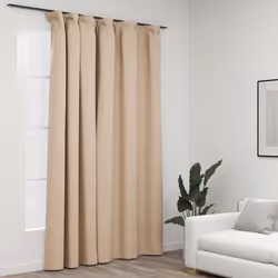 vidaXL Linen-Look Blackout Curtain with Hooks Beige 290x245cm Drape Blind