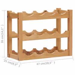 vidaXL Solid Oak Wood Wine Cabinet for 12 Bottles Living Room Wine Holder - Additional view 4
