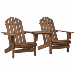 vidaXL Solid Fir Wood Garden Adirondack Chair Brown Outdoor Chair Armchair