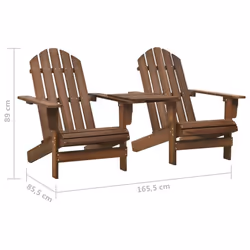 vidaXL Solid Fir Wood Garden Adirondack Chair Brown Outdoor Chair Armchair - Additional view 5