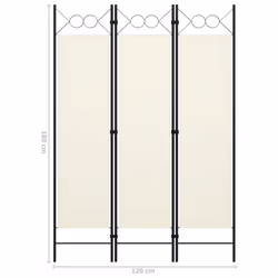 vidaXL 3-Panel Room Divider Wall Partition Room Privacy Screen White 120cm - Additional view 5