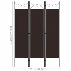 vidaXL 3-Panel Room Divider Brown 120x180 cm Wall Partition Screen Separator - Additional view 5