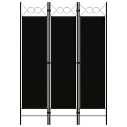 vidaXL 3-Panel Room Divider Black 120x180 cm Wall Partition Screen Separator