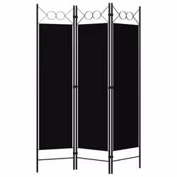 vidaXL 3-Panel Room Divider Black 120x180 cm Wall Partition Screen Separator