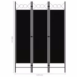 vidaXL 3-Panel Room Divider Black 120x180 cm Wall Partition Screen Separator - Additional view 6