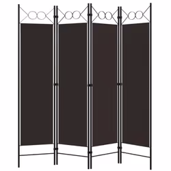 vidaXL 4-Panel Room Divider Brown 160x180 cm Wall Partition Screen Separator