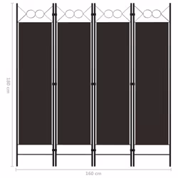 vidaXL 4-Panel Room Divider Brown 160x180 cm Wall Partition Screen Separator - Additional view 6