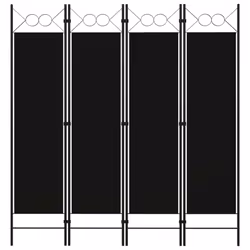 vidaXL 4-Panel Room Divider Black 160x180 cm Wall Partition Screen Separator