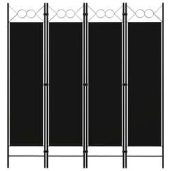 vidaXL 4-Panel Room Divider Black 160x180 cm Wall Partition Screen Separator