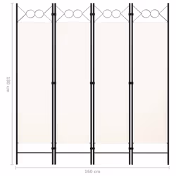 vidaXL 4-Panel Room Divider White 160x180 cm Wall Partition Screen Separator - Additional view 6