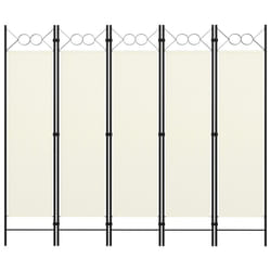 vidaXL 5-Panel Room Divider Wall Partition Screen Room Separator White 200cm