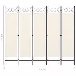 vidaXL 5-Panel Room Divider Wall Partition Screen Room Separator White 200cm - Additional view 5