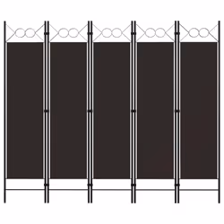 vidaXL 5-Panel Room Divider Brown 200x180 cm Wall Partition Screen Separator