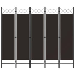 vidaXL 5-Panel Room Divider Brown 200x180 cm Wall Partition Screen Separator