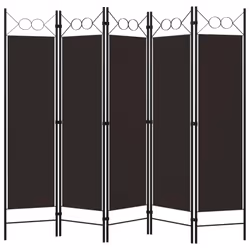 vidaXL 5-Panel Room Divider Brown 200x180 cm Wall Partition Screen Separator