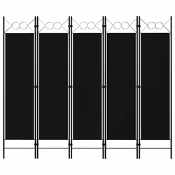 vidaXL 5-Panel Room Divider Black 200x180 cm Wall Partition Screen Separator