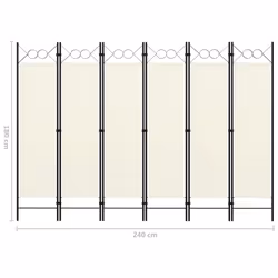 vidaXL 6-Panel Room Divider Wall Partition Screen Room Separator White 240cm - Additional view 5