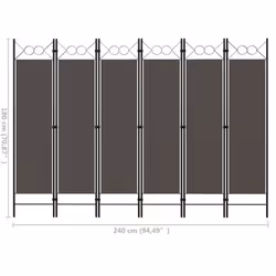 vidaXL 6-Panel Room Divider Anthracite Folding Panel Screen Folder Partition
