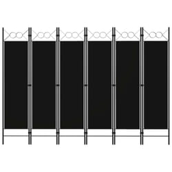 vidaXL 6-Panel Room Divider Black 240x180 cm Wall Partition Screen Separator