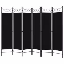 vidaXL 6-Panel Room Divider Black 240x180 cm Wall Partition Screen Separator