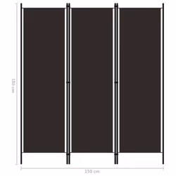 vidaXL 3-Panel Room Divider Brown 150x180 cm Wall Partition Screen Separator - Additional view 6