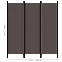 vidaXL 3-Panel Room Divider Anthracite 150x180 cm Partition Screen Separator