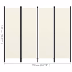 vidaXL 4-Panel Room Divider Wall Partition Screen Room Separator White 200cm - Additional view 10