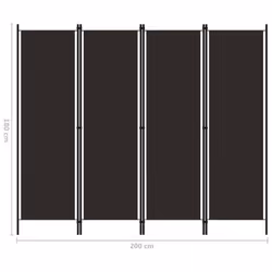 vidaXL 4-Panel Room Divider Brown 200x180 cm Wall Partition Screen Separator - Additional view 6